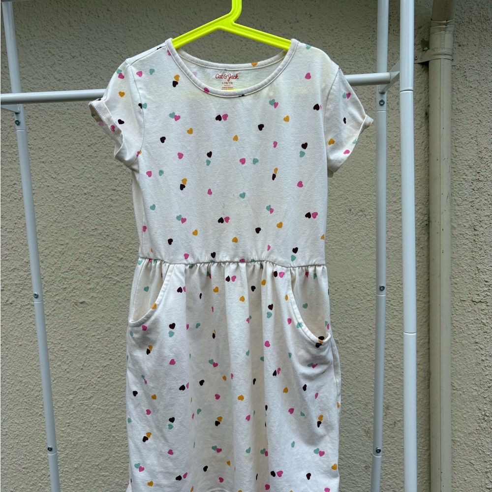 Cat & Jack White Dress with Colorful Hearts